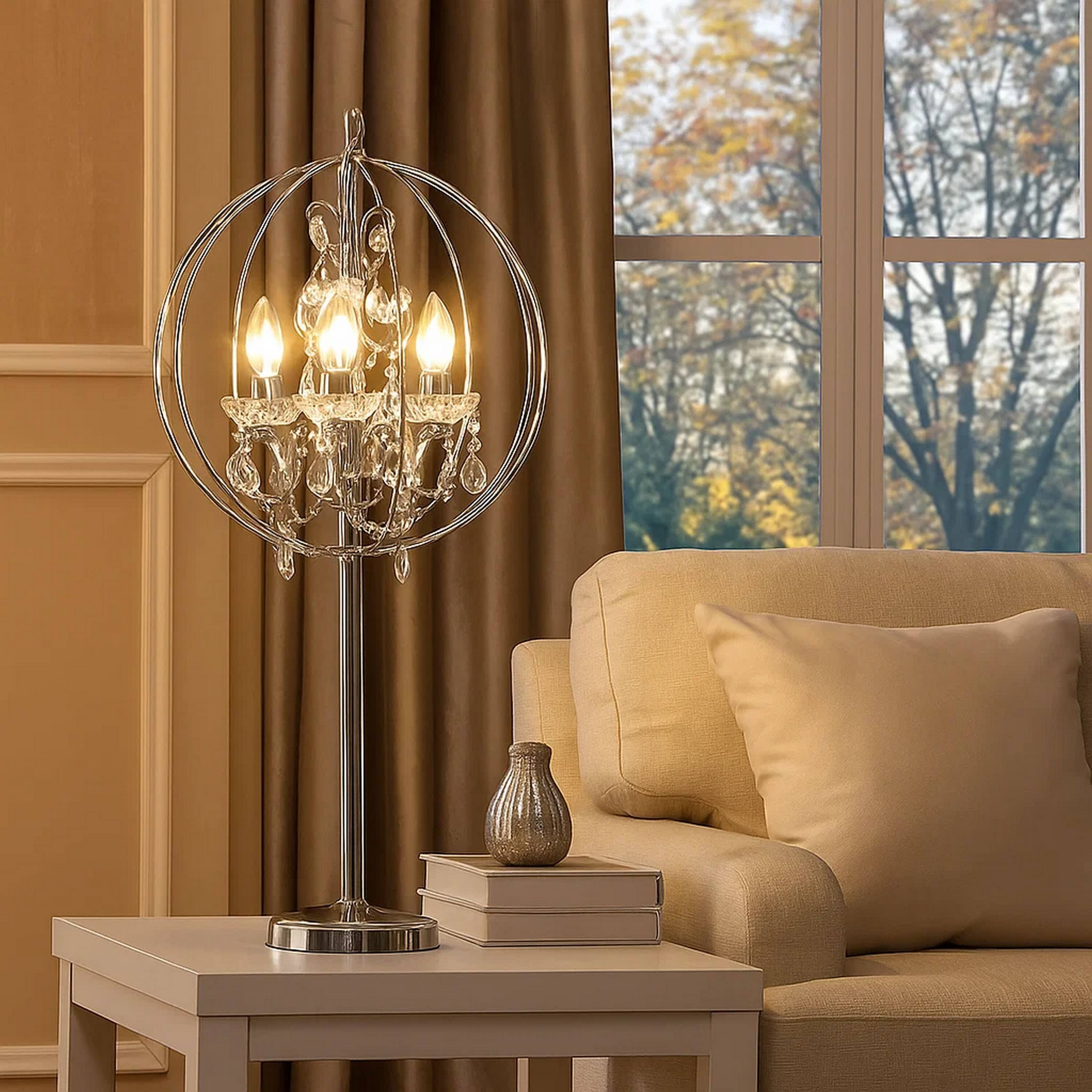 Alt View 3. Manhattan Lane - Shine 31 Inch Table Lamp, Chandelier Style, Crystal and Metal, Chrome - Chrome.