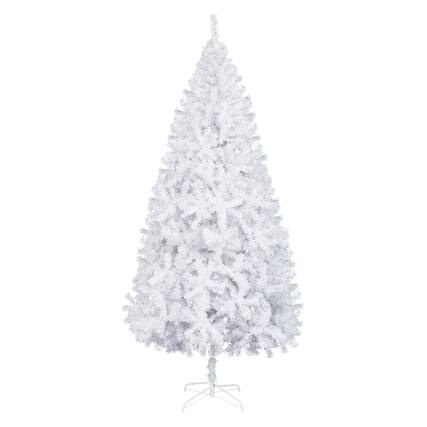 Front. VAVSEA - 8FT Flocked Artificial Christmas Tree with Lights 1349 Tips White Snow Xmas Pine Tree with Metal Stand for Holiday Decor - White.