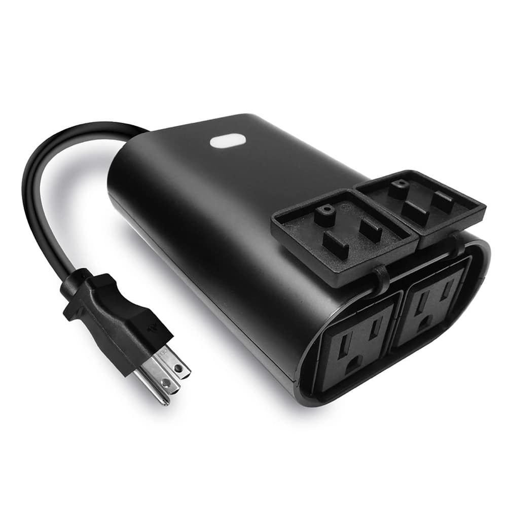 MOSZAR LLC - Outdoor Dual Smart Plug – Z-Wave, Waterproof, Built-In Repeater, 2 Outlets - Black