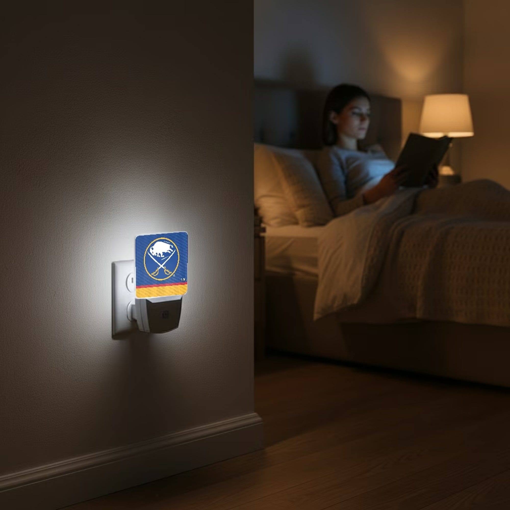Alt View 3. Keyscaper - Buffalo Sabres Stripe Design Nightlight 2-Pack - Multicolor.