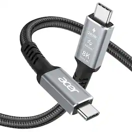 Acer - USB4 Cable 40Gbps, 8K@60Hz USB-C Video Cable, 240W Fast Charging Thunderbolt 4/3 Braided High Speed Cable(3.3FT)