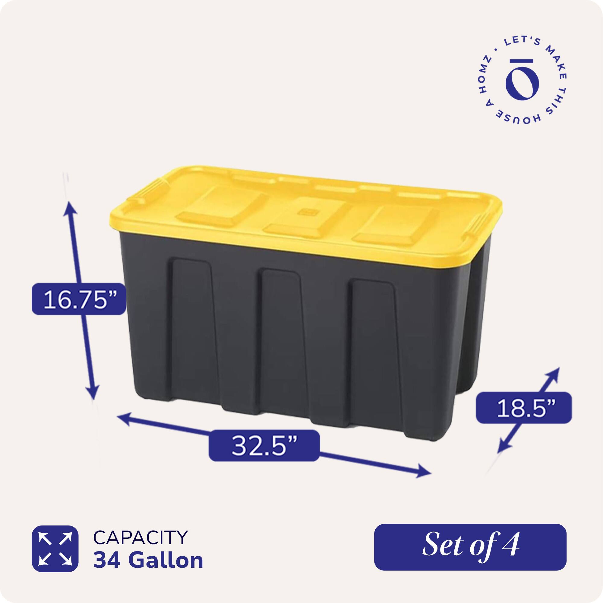 LET'S MAKE THIS HOUSE HOMZ

16.75" x 32.5" x 18.5"

CAPACITY 34 Gallon

Set of 4