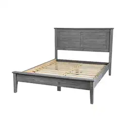 Hivvago - Twin Size Coastal Dorm Farmhouse Solid Pine Wood Platform Bed - Rustic Grey