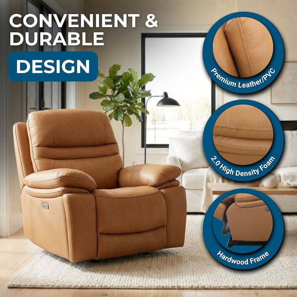 CONVENIENT & DURABLE DESIGN

- Premium Leather/PVC
- 2.0 High Density Foam
- Hardwood Frame