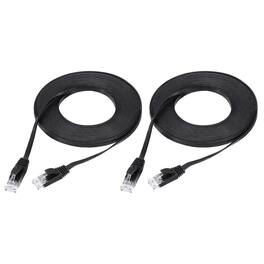 Unique Bargains - 2pcs Cat 6 Ethernet Cable 32AWG 250MHz Flat High Speed RJ45 Network Patch Cord - Black