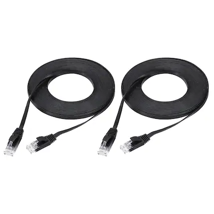 Front. Unique Bargains - 2pcs Cat 6 Ethernet Cable 32AWG 250MHz Flat High Speed RJ45 Network Patch Cord - Black.