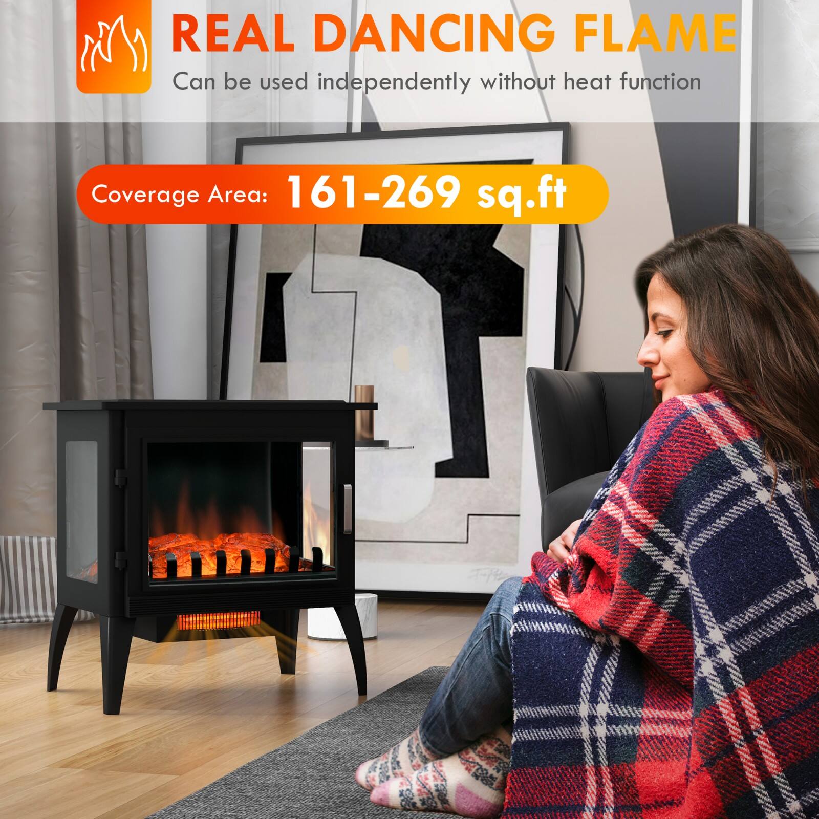 REAL DANCING FLAME  
Can be used independently without heat function  

Coverage Area: 161-269 sq.ft