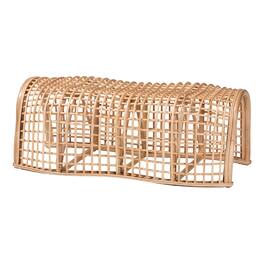 bali & pari - Daiki Rattan Bench with Curved Frame - Lightweight Decorative Accent Seating - Natural