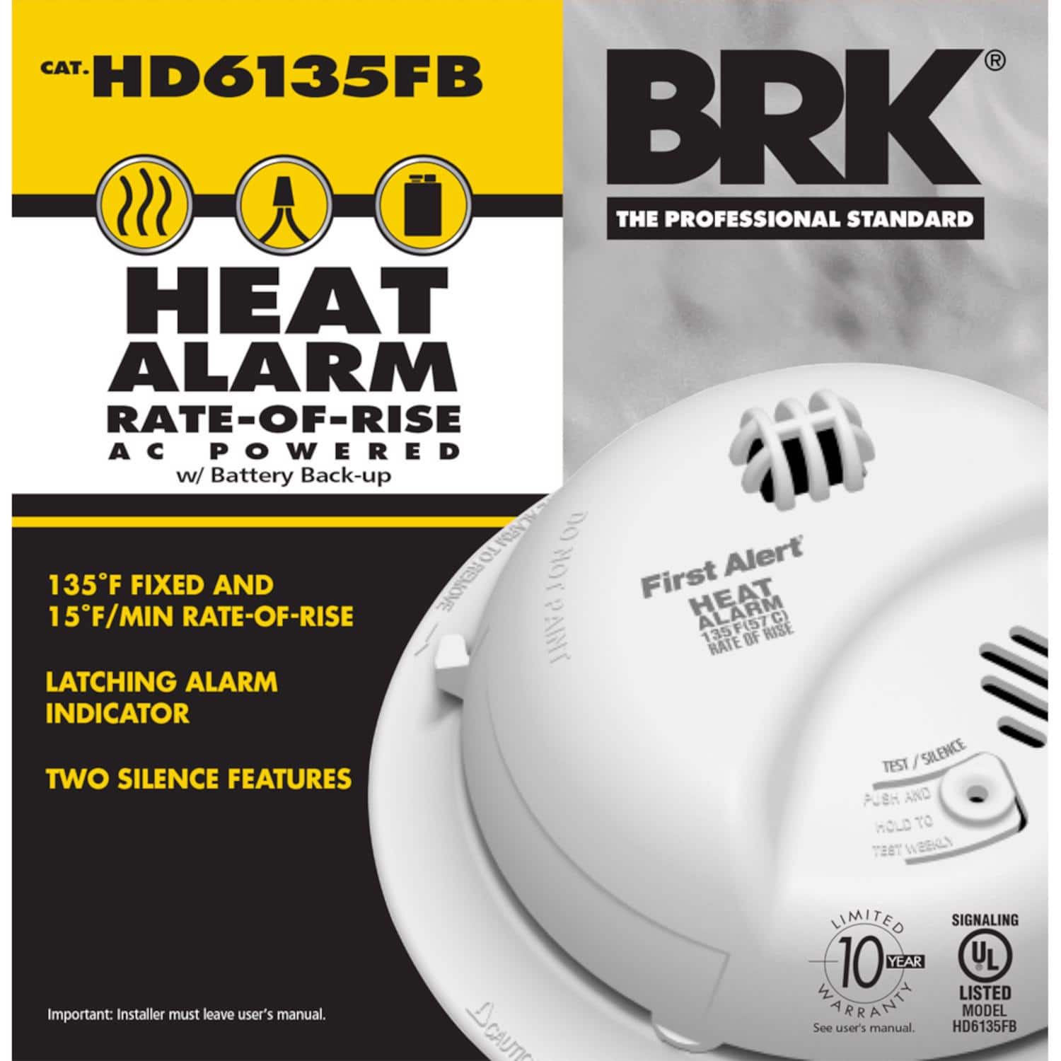 First Alert - Hard-Wired w/Battery Back-up Ionization Heat Alarm 1 pk