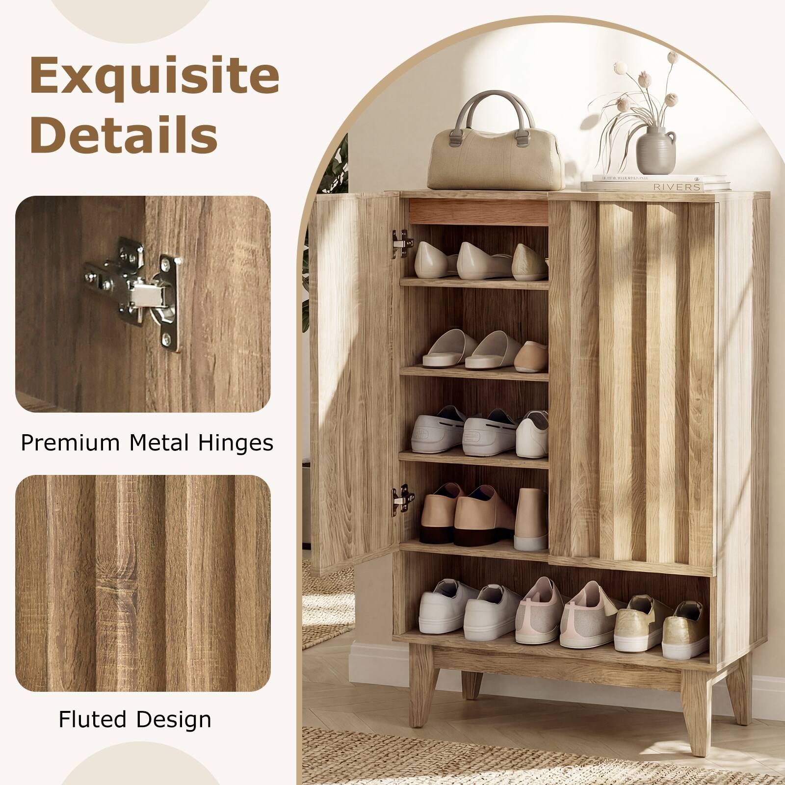 Exquisite Details

Premium Metal Hinges

Fluted Design