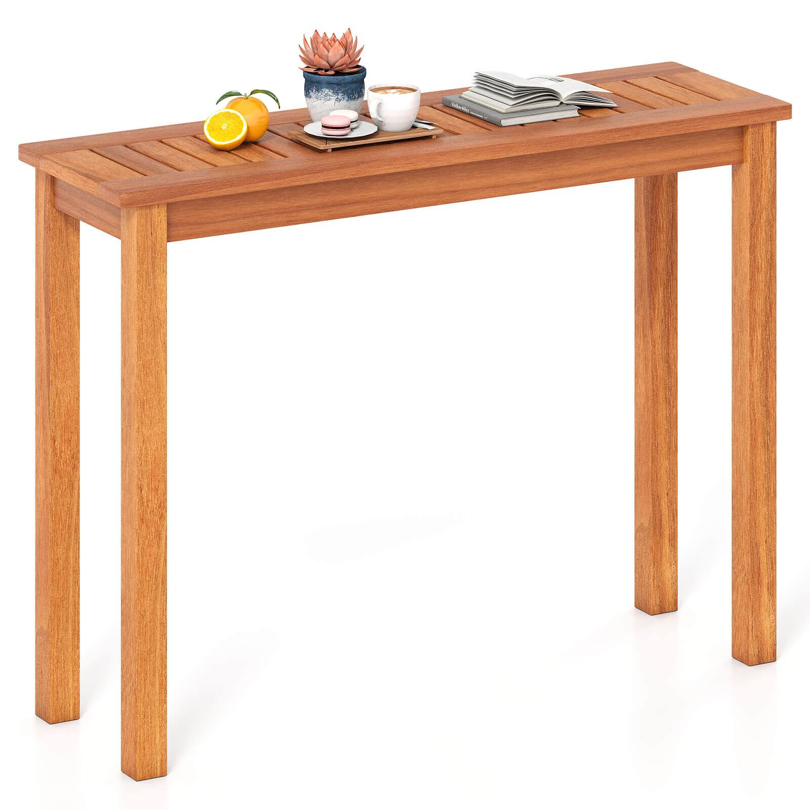 Alt View 8. Costway - Costway 2 PCS Outdoor Dining Table with Slatted Tabletop Buffet Bar Storage Organizer - Brown.