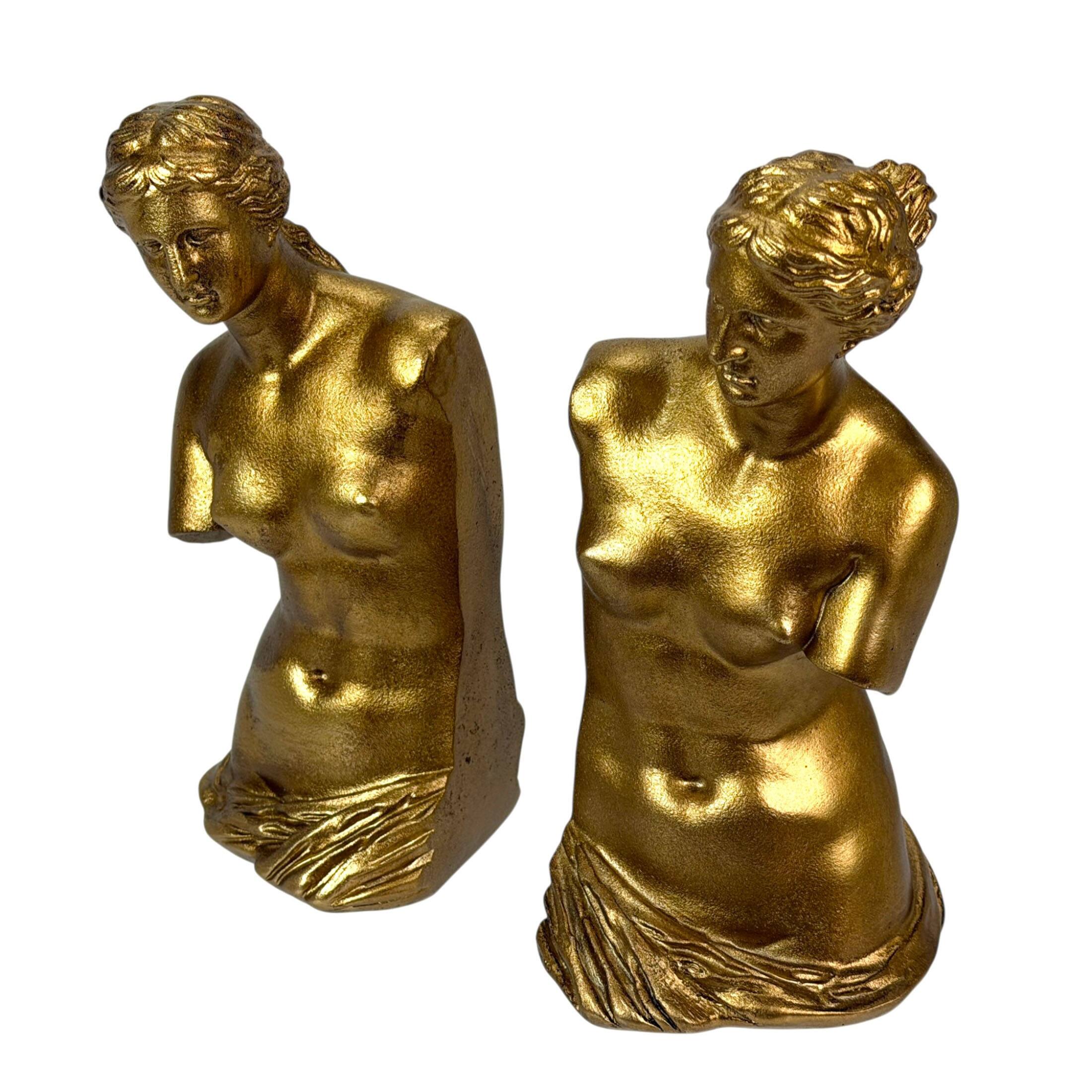 Alt View 3. Things2Die4 - Venus De Milo Bust Bookends Set of 2 Antique Gold Resin 9.75 in Tall - Gold.