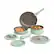 Front. Bella - Fits-anywhere Kitchenware: 8-Piece Ceramic Nonstick Cookware Set with Removable Handles - Seaglass.