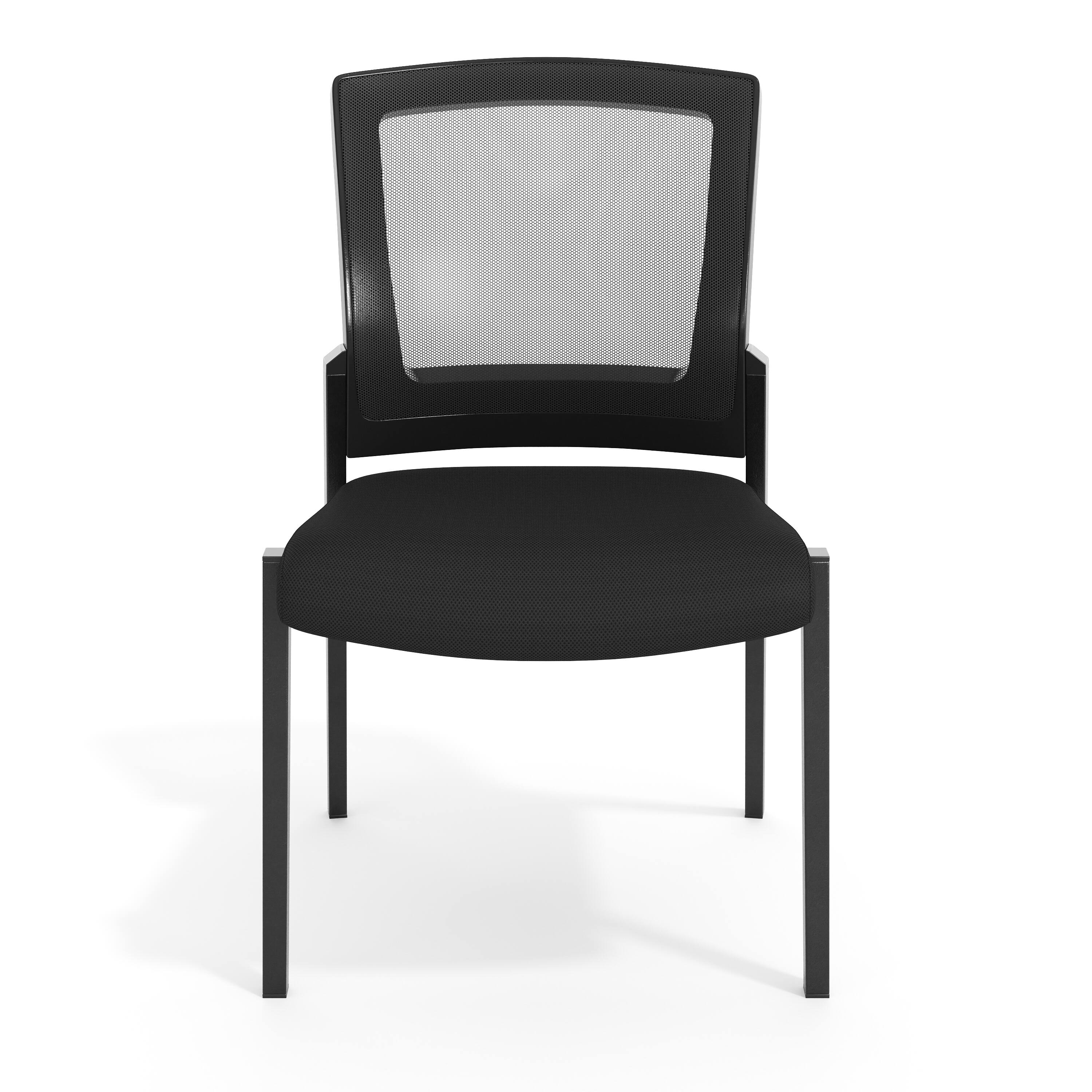 Alt View 10. Emma + Oliver - Set of 4 Commercial Armless Stackable Side Chairs with Mesh Seats and Powder Coated Steel Frames - Black.