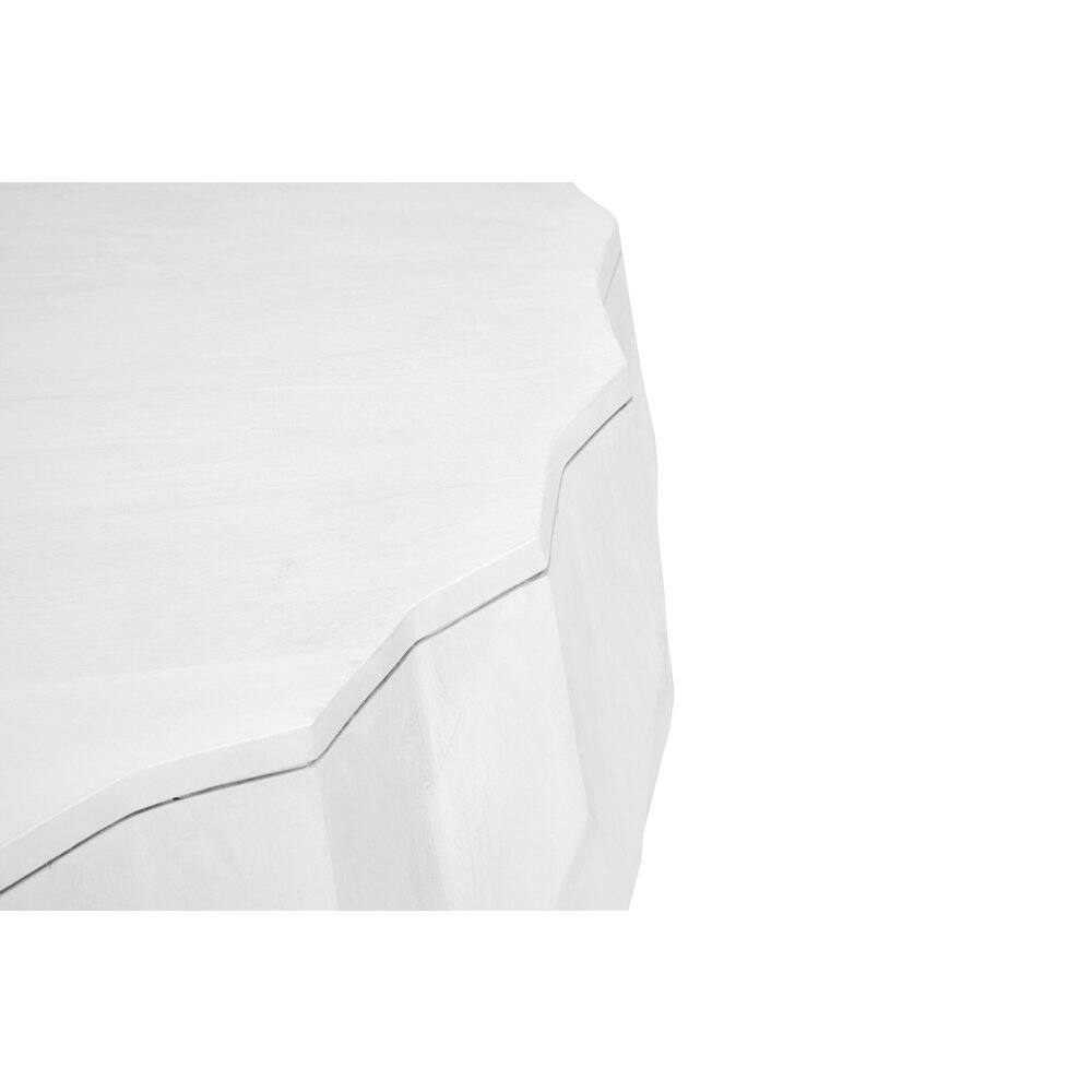 Alt View 2. Carolina Chair & Table - Facet 30" Diamond Carved Round Mango Wood Coffee Table, Walnut Finish - White.