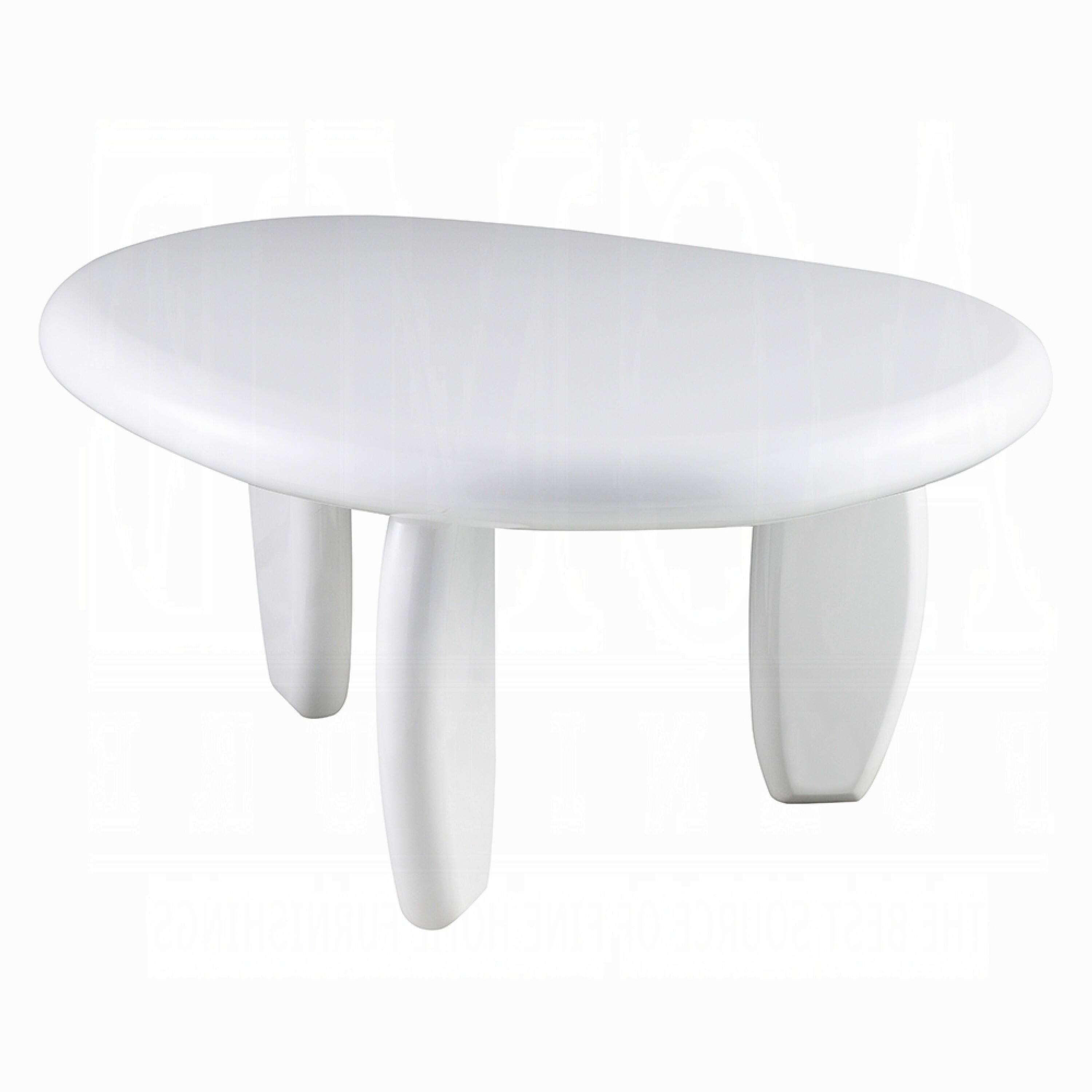 Alt View 2. Manhattan Lane - Vayu End Table, 30 Inch Asymmetric, Tri Pebble Legs, High Gloss White - White.