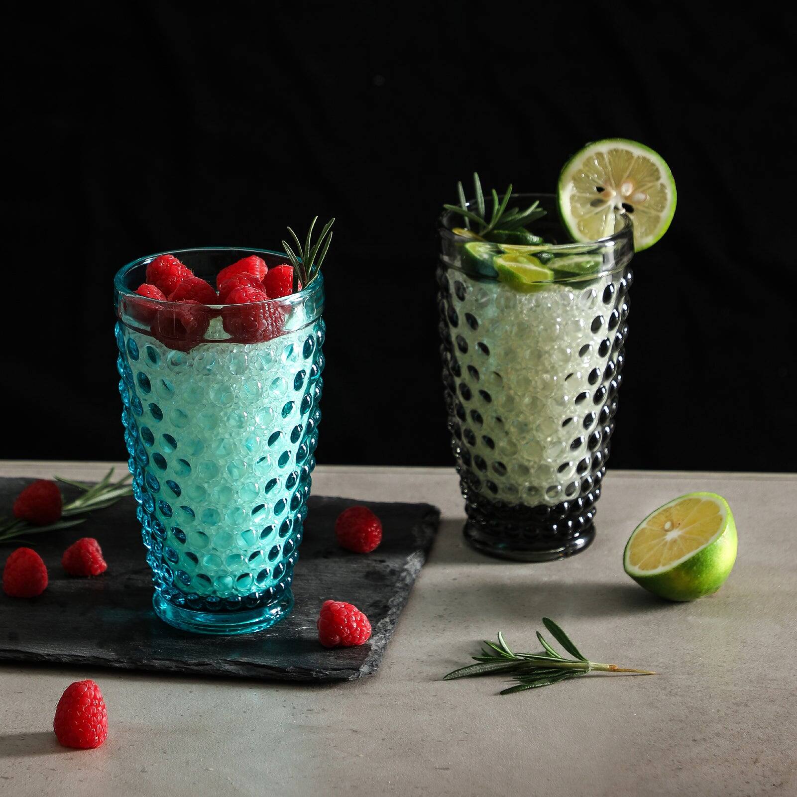 Alt View 1. BreeBe - Hobnail Colorful Iced Beverage Drinking Glass 13oz Set of 6 - Multi.