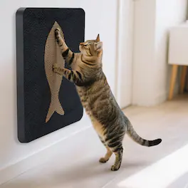 Ownpets - Wall-Mounted Cat Scratcher Vertical Cat Scratch Pad - Black