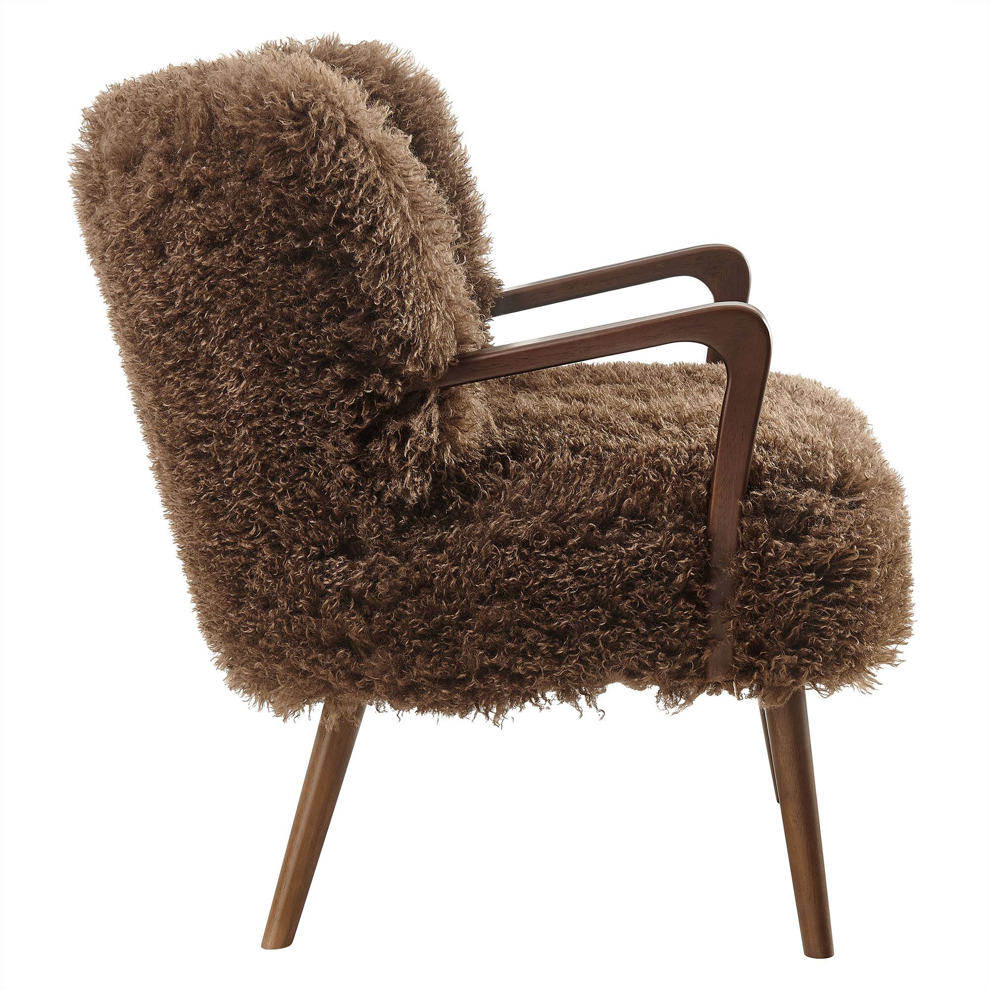 Alt View 2. Modway - Zerra Faux Shearling Accent Armchair by Modway - Brown.
