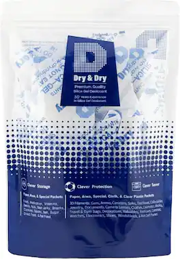 Dry & Dry - 20 & 50 Gram (Each 10 Pks) Rechargeable Orange Indicating Silica Gel Packets - 3D Printer Filament Storage & Protection - Orange & White Mixed