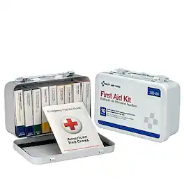 First Aid Only - Unitized Metal First Aid Kit, 10 People, 65 Pieces - White