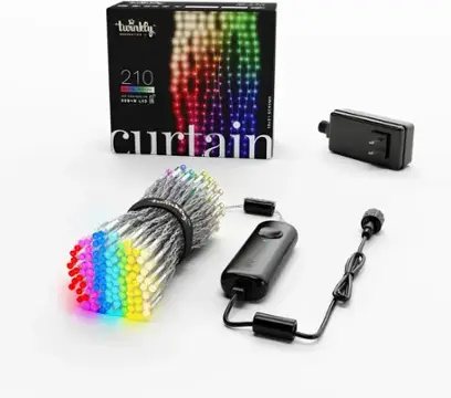 Christmas Curtain Lights 210 RGB+W LEDs - App-Controlled, Sync with Music, Indoor & Outdoor Use, Alexa and Google