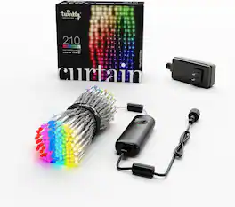 Twinkly - Christmas Curtain Lights 210 RGB+W LEDs - App-Controlled, Sync with Music, Indoor & Outdoor Use, Alexa and Google - MultiColor