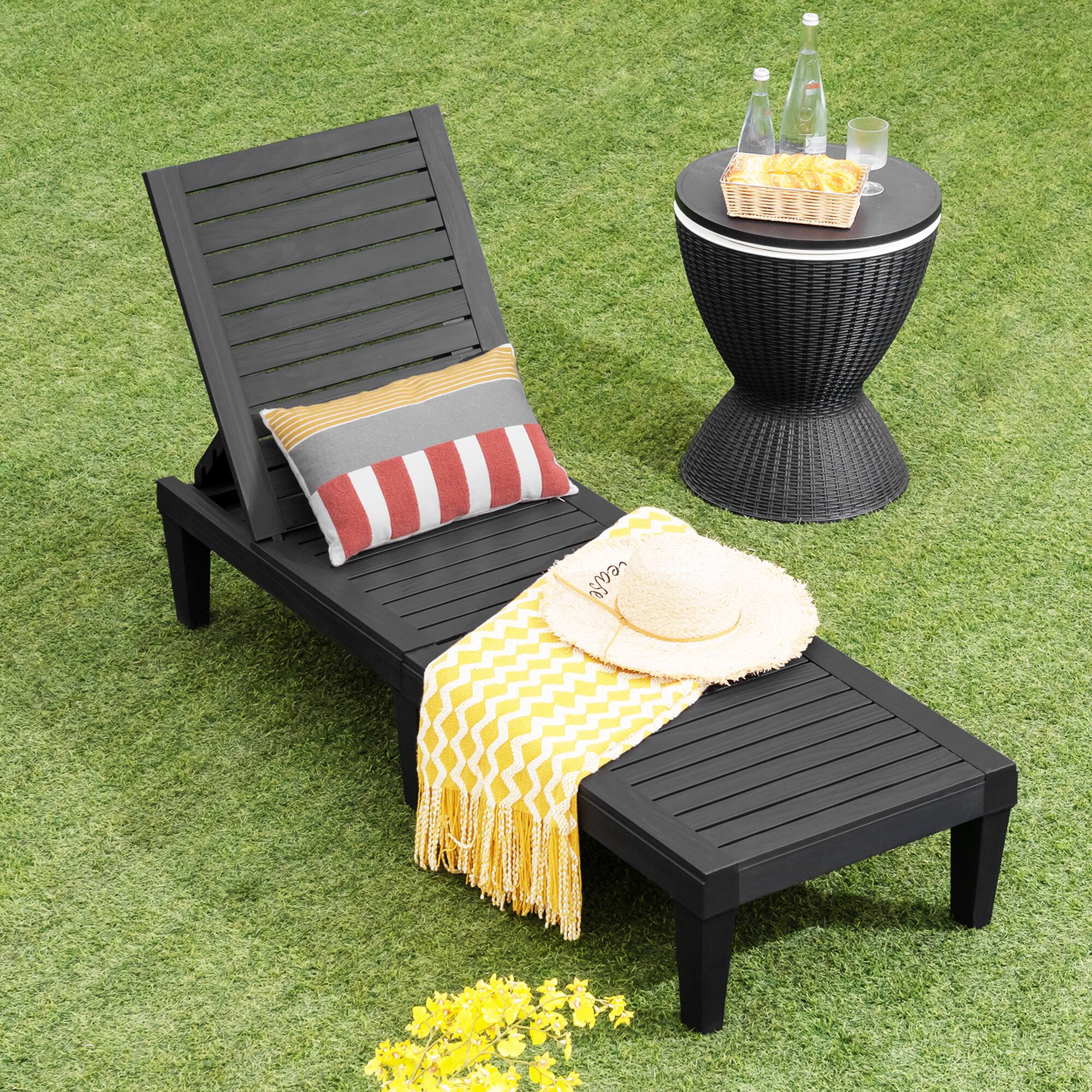 Alt View 7. Gymax - Gymax Patio Outdoor Chaise Lounge Chair Recliner w/ Adjustable Backrest Black - Black.