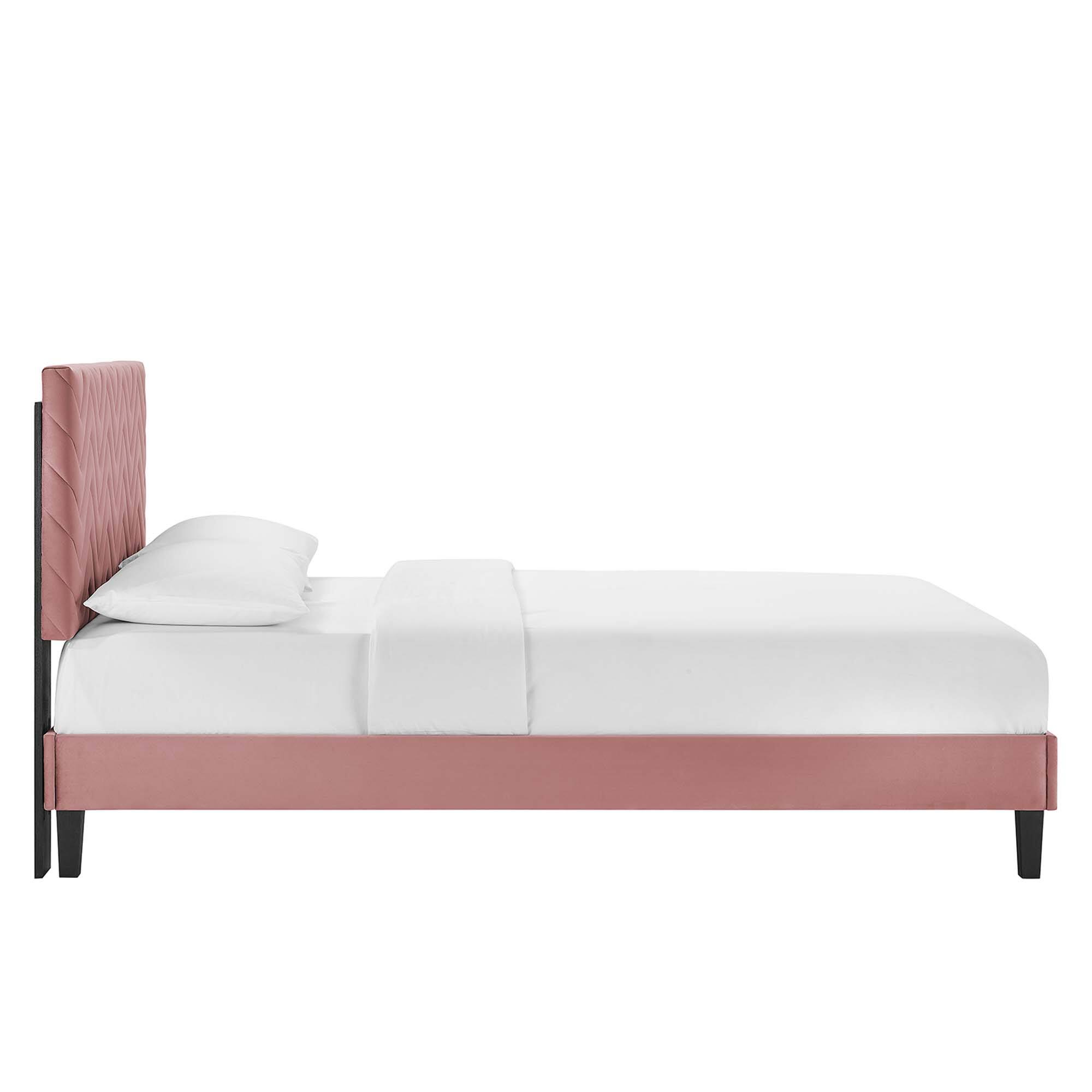 Back. Modway - Maven Queen Size Boucle Upholstered Platform Bed - Ivory.