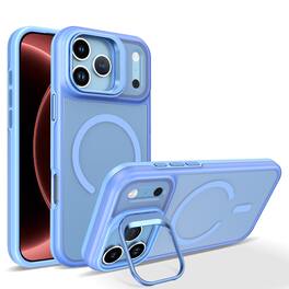Dteck - Shockproof Phone Case for Apple iPhone 18 Pro Max with Folding Lens Stand, Matte Magnetic Cover, Raised Lip Protection - Skyblue