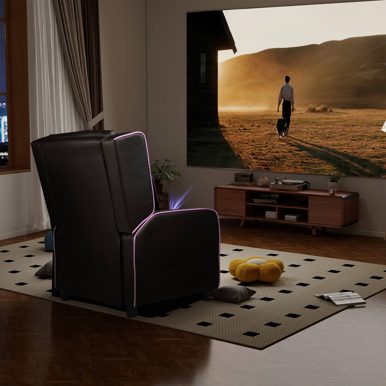 Alt View 2. GTPlayer - Gaming Recliner Chair Racing Style Single PU Leather Gaming Sofa,Purple - Purple.