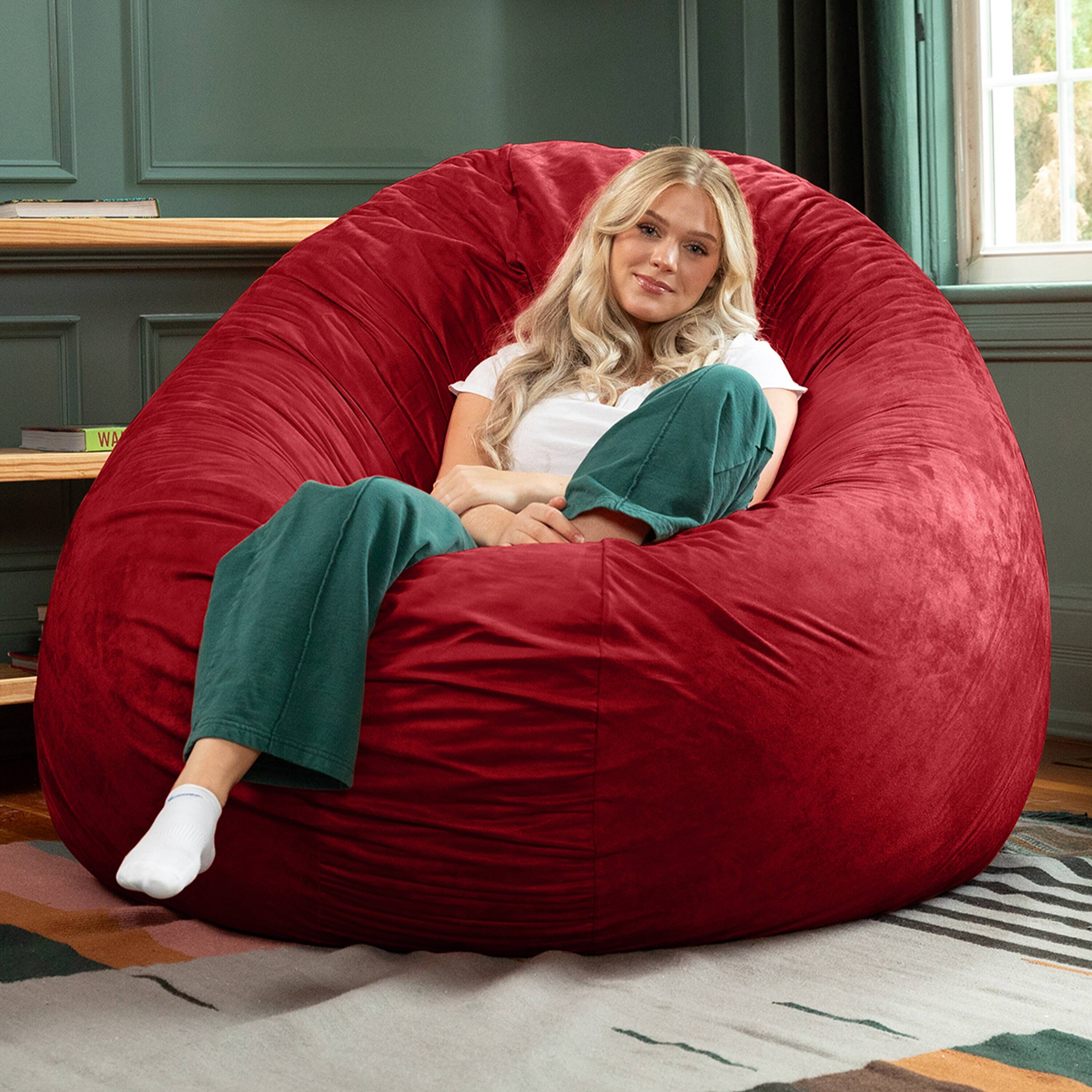 Back. Jaxx - Jaxx 6 Foot Cocoon - 2-in-1 Convertible Bean Bag Bed & Large Bean Bag Chair for Adults, Cinnabar - Cinnabar.