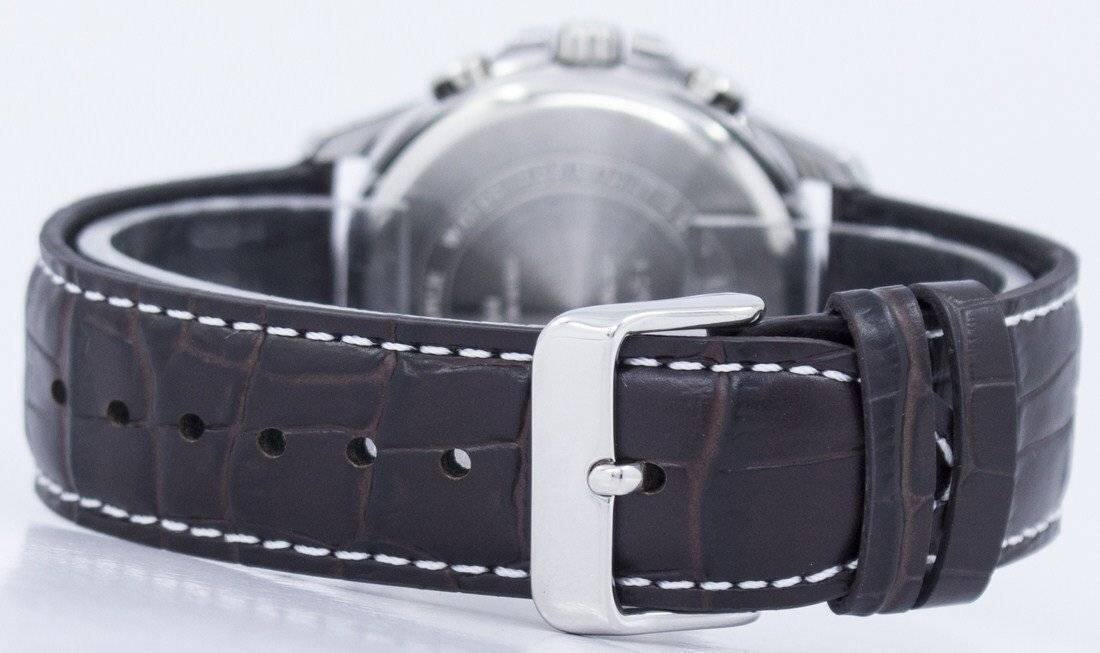 Alt View 2. Casio - Enticer Analog Quartz MTP-1374L-7A1VDF Men's Watch Grey Dial Leather 50M - Grey, Brown.