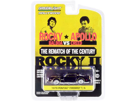 GREENLIGHT collectibles HOLLYWOOD ROCKY APOLLO BALBOA VS CREED THE REMATCH OF THE CENTURY ROCKY II LIMITED EDITION 14+ 1:64 SERIES 5 SERIE 5 1979 PONTIAC FIREBIRD T/A Contains: 1 Die-Cast Vehicle Contient: 1 Modèle Bodult