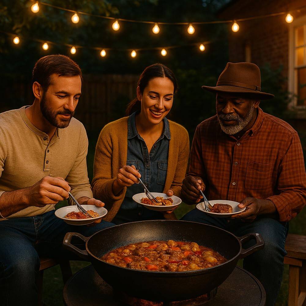 Back. Amber Sporting Goods - LIVEVIE 10" Cast Iron Deep Kadai Wok, Dual Handles, Heavy-Duty Pot for Frying, Curries & Stir-Fry - Black.