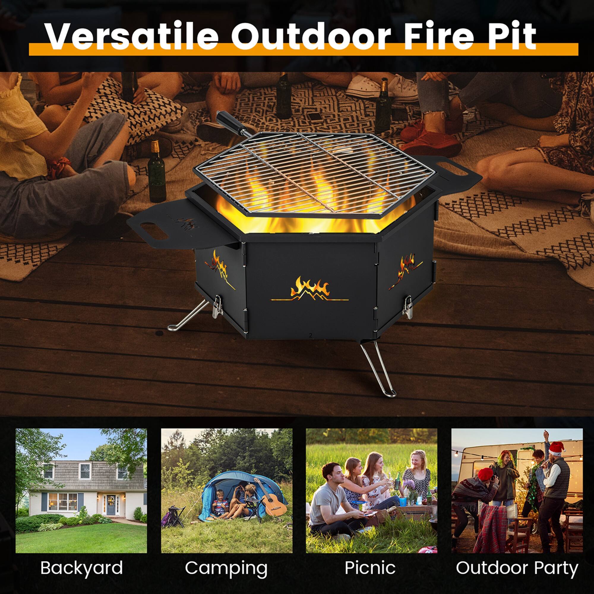 Versatile Outdoor Fire Pit: Backyard, Camping, Picnic, Outdoor Party