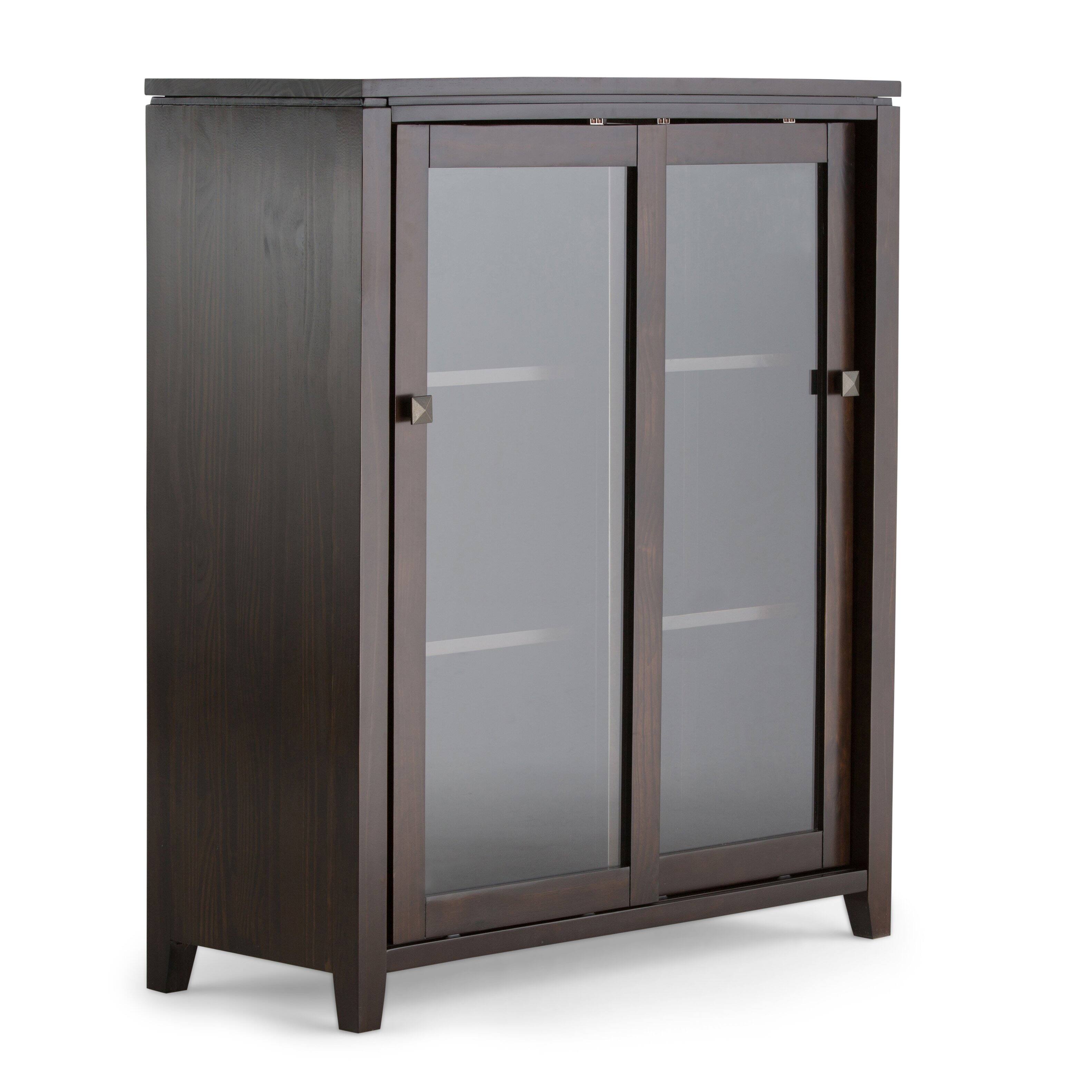 Alt View 1. Simpli Home - Cosmopolitan Solid Wood 36 inch Storage Cabinet in Mahogany Brown (Set of 2) - Mahogany Brown.
