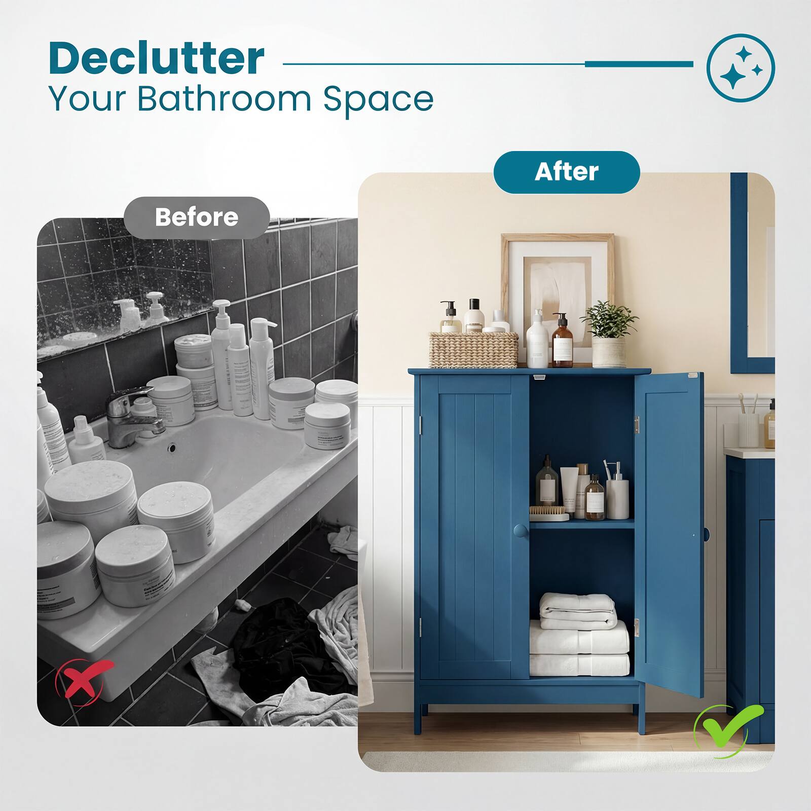 Declutter Your Bathroom Space

Before

After