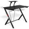 Front. Costway - Costway Gaming Desk Computer Desk PC Table Workstation with Headphone Hook & Cup Holder - Black.