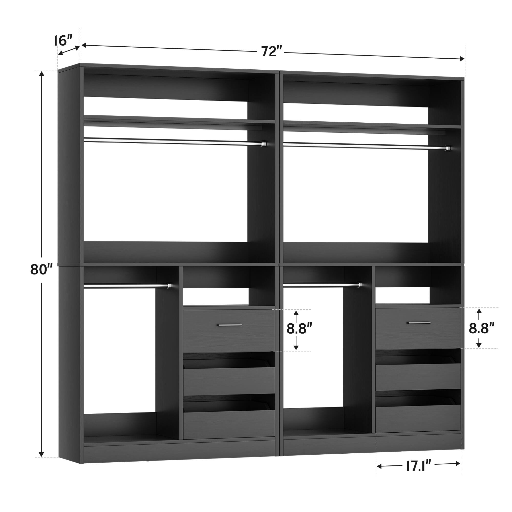 16" 72" 80" 8.8" 8.8" 17.1"