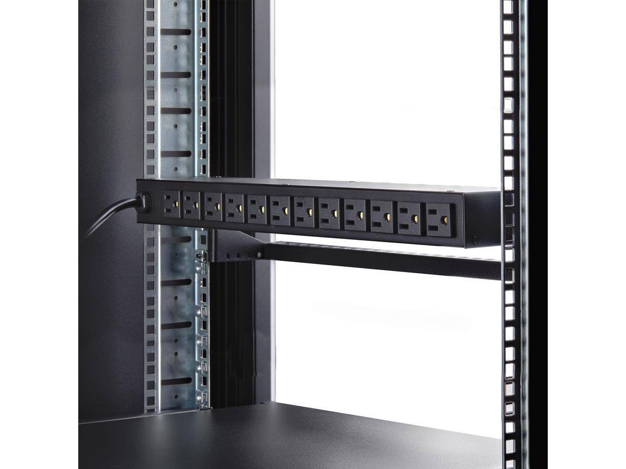 Alt View 4. StarTech.com - StarTech.com 16NM8-RACK-MOUNT-PDU 125V/15A 8ft 1U 16-Outlet Metered PDU - Black.