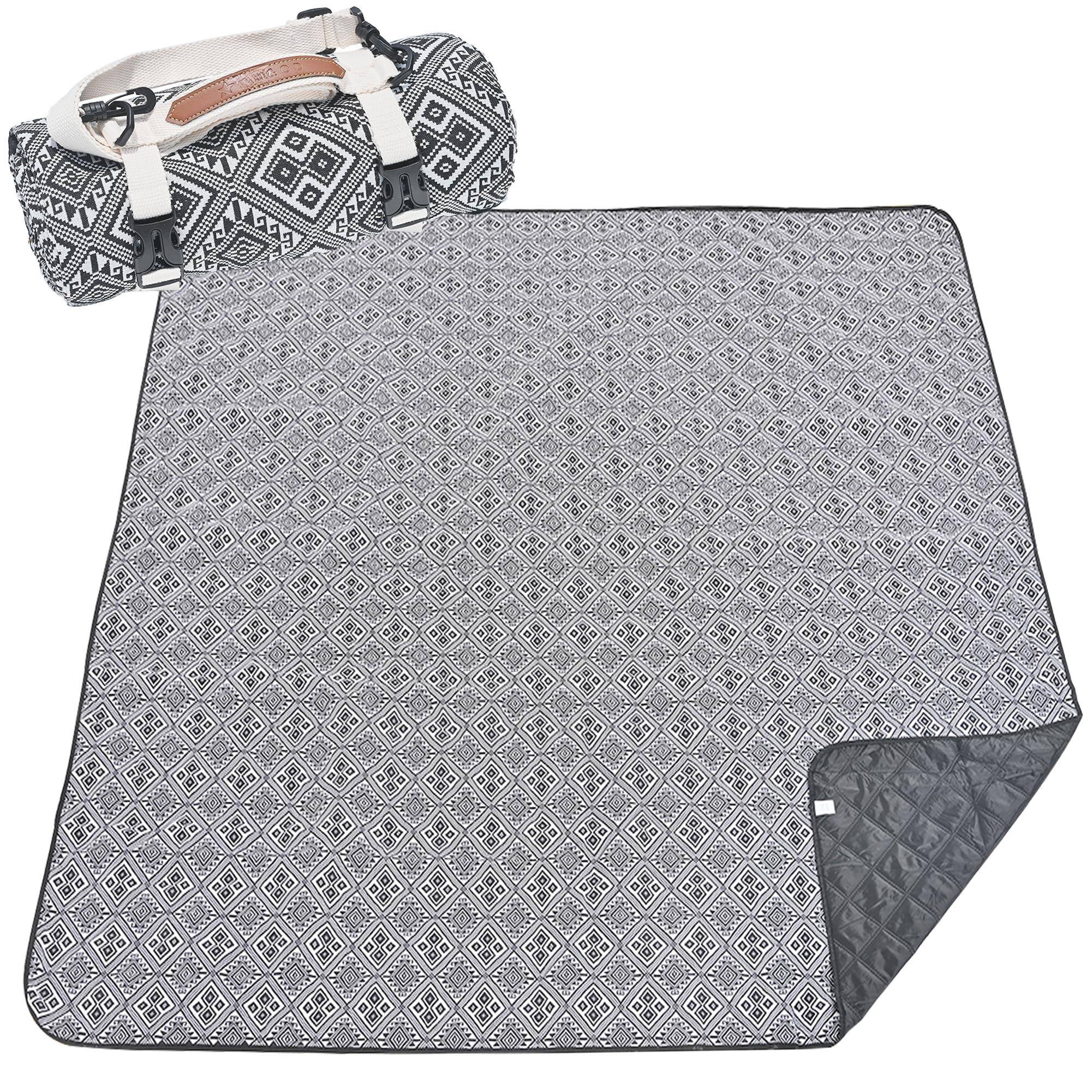 Front. Reds Spade - Extra Large Outdoor Picnic Blankets For Camping On Grass Waterproof Blanket Beach Portable With Adjustable ... - Black Pattern-5' x 6'8" (Rectangular).