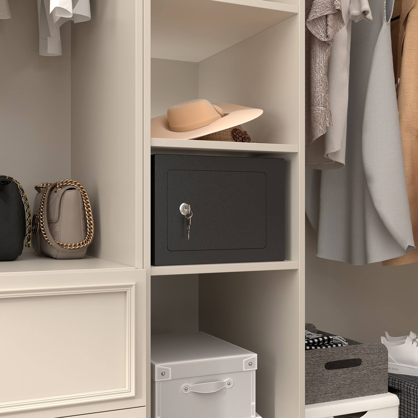 Alt View 2. GOODSILO - Compact Digital Key and Password Security Safe for Home and Office Use with Wall Mounting Capability - Black.