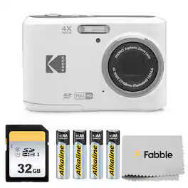 Kodak - PIXPRO FZ45 16MP Digital Camera with 4X Optical Zoom 27mm Wide Angle and 2.7" LCD Screen Bundle with 32GB SD Memor - White