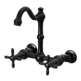 6 inch Solid Brass Wall Mount Bathroom Faucet with 2 Cross Handles