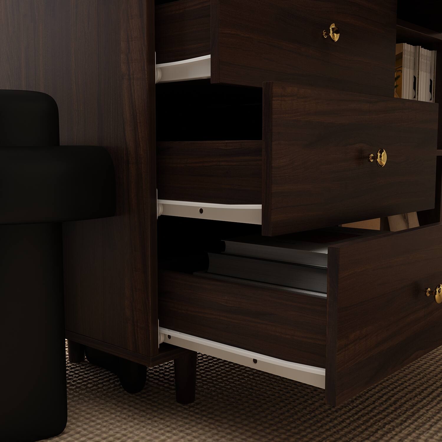 Alt View 8. Famapy - Famapy L - Shaped Convertible Desk: Adjustable Layout, Ample Storage & Sturdy Build - Brown.