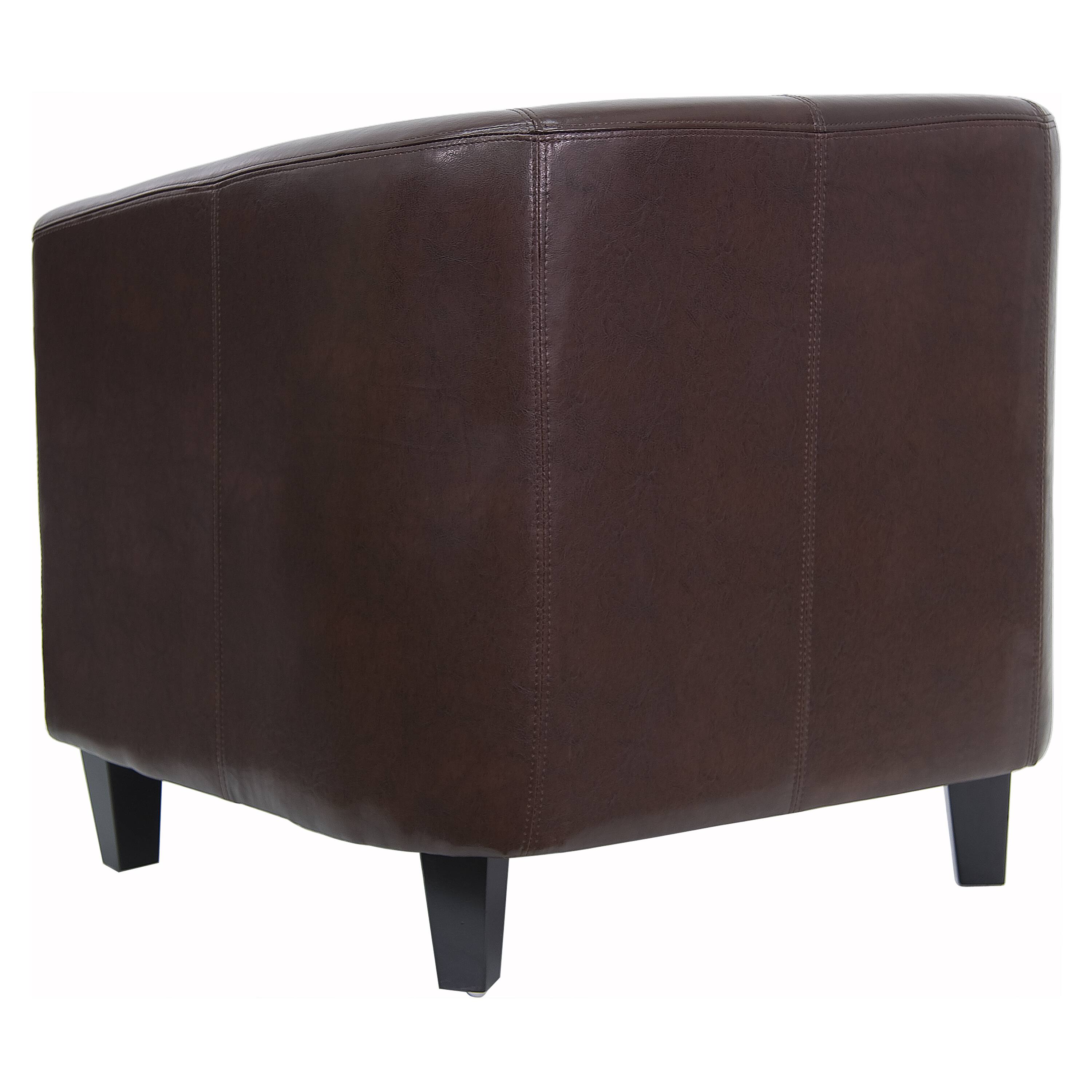 Alt View 5. Emma + Oliver - Faux Leather Lounge Chair with Sloping Arms - Brown.