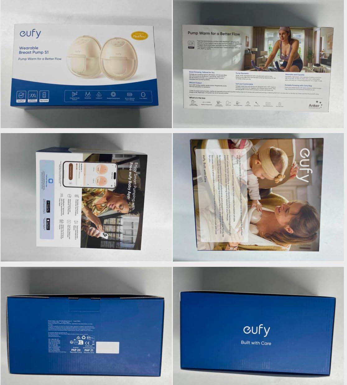 eufy Wearable Breast Pump S1  
Pump Warm for a Better Flow  

eufy Smart Baby App Pumping  

Built with Care  

Pump Warm for a Better Flow  

eufy  

Anker