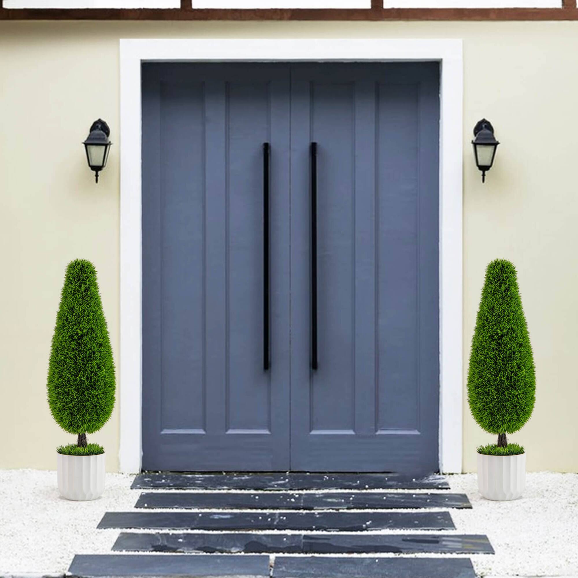 Alt View 1. Costway - Costway 2 Pack Artificial Cedar Plant 3 FT Potted Teardrop Shaped Bush with Premium PE Leaves - Green.