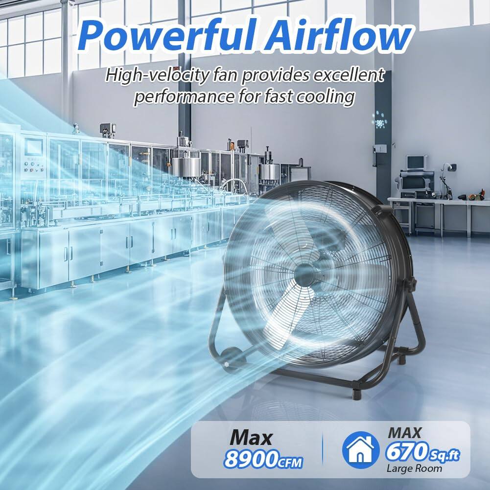 Powerful Airflow  
High-velocity fan provides excellent performance for fast cooling  
Max 8900 CFM  
Max 670 sq.ft Large Room